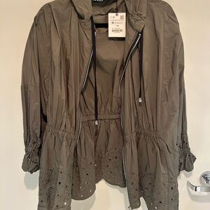 Zara Khaki Utility Jacket with Eyelet Detail